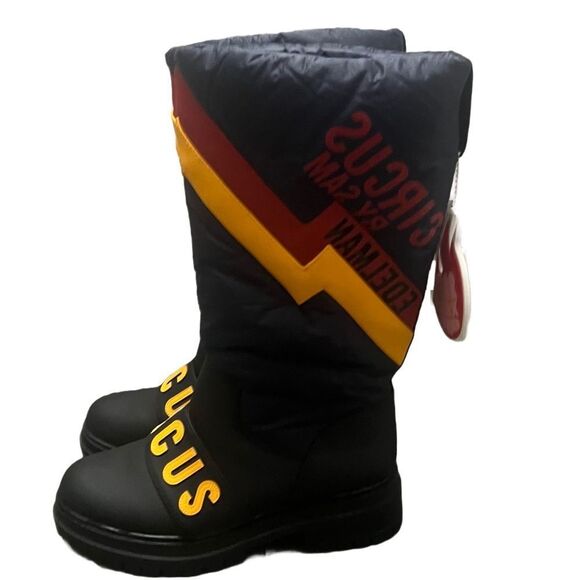 Sam Edelman Mid-Calf Flat Puffer Boots Womens Sz 6.5 Navy Yellow Water Resistant - Picture 7 of 14